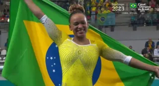 Imagem ilustrativa da imagem Mais uma para conta! Rebeca Andrade conquista ouro no Pan-Americano