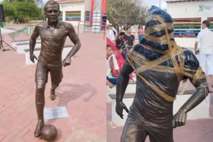 Imagem ilustrativa da imagem Moradores pedem que estátua de Daniel Alves seja retirada na Bahia