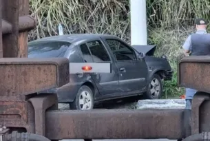 Imagem ilustrativa da imagem Mulher fica ferida durante acidente envolvendo carro e trem