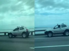 Imagem ilustrativa da imagem Palio do crossfit? Carro chama atenção na Ponte Rio-Niterói