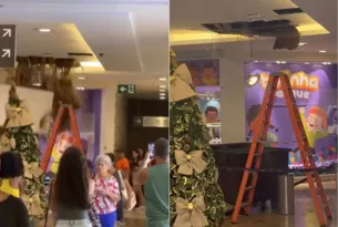 Imagem ilustrativa da imagem Parte do teto cai e esgoto vaza em shopping de Niterói; vídeo