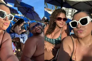 Imagem ilustrativa da imagem Preta Gil curte praia com amigos em dia ensolarado na Bahia
