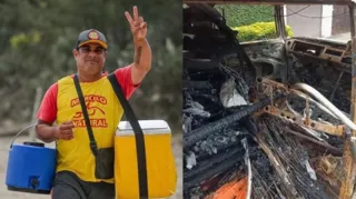 Imagem ilustrativa da imagem Vendedor em praia de Niterói pede ajuda após ter kombi incendiada