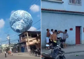 Imagem ilustrativa da imagem Vídeo: balão cai no meio da rua e causa confusão em Belford Roxo