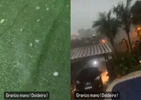 Imagem ilustrativa da imagem Vídeo: chuva de granizo assusta moradores na Região Oceânica