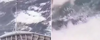 Imagem ilustrativa da imagem Vídeo: cruzeiro luxuoso é atingido por onda gigante em alto mar