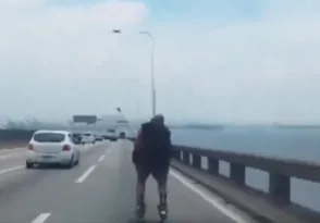 Imagem ilustrativa da imagem Vídeo: homem é flagrado andando de patins na Ponte Rio-Niterói