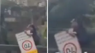 Imagem ilustrativa da imagem Nem placa de limite de velocidade escapa de furto no Rio; vídeo