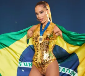 Anitta homenageia Rebeca Andrade com look de ginasta