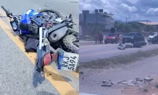 Imagem ilustrativa da imagem Motociclista fica gravemente ferido após batida na BR; vídeo