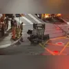 Estado que ficou o vidro do ônibus após o ataque
