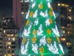 Árvore de Natal flutuante é inaugurada no Rio