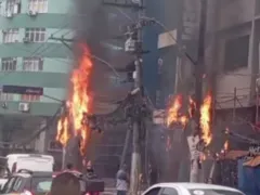 Incêndio em fiação assusta na Baixada Fluminense; vídeo