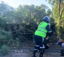 Vídeo: ônibus tomba e cai dentro de rio na Zona Oeste
