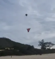 Imagem ilustrativa da imagem Balão gigante cai em área de mata e quase pega fogo em Niterói; vídeo