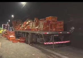 Imagem ilustrativa da imagem Caminhão com galinhas vivas tomba em túnel no Rio