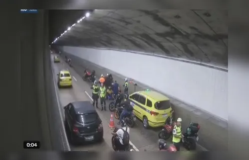 Mulher fica ferida em acidente no túnel Santa Bárbara