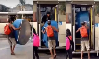 Imagem ilustrativa da imagem Homem entra com caixa d’água em ônibus do Rio; veja vídeo