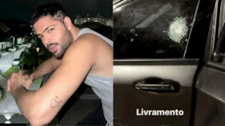 Imagem ilustrativa da imagem Pedro Sampaio tem carro atingido por tiro e assusta fãs