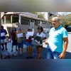 Veículos podem ser vistos no pátio antes do pregão