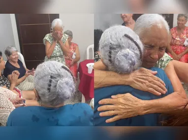 Imagem ilustrativa da imagem Vídeo: idosa de 98 anos surge de surpresa em aniversário da filha de 80