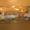 A dianteira de um dos caminhões ficou destruída