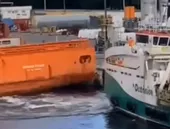 Navio atinge estaleiro em Niterói e causa desespero; vídeo