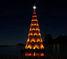 Árvore de Natal flutuante de volta no Rio