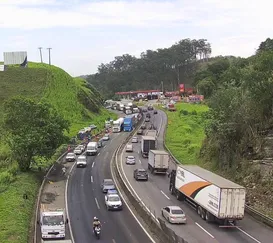 Caminhão de abacaxi tomba e complica trânsito na BR-116