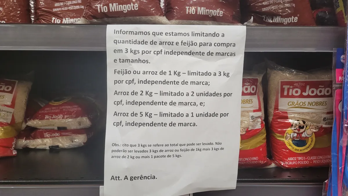 Na rede Prezunic, as limitações foram de 3 kg por pessoa 