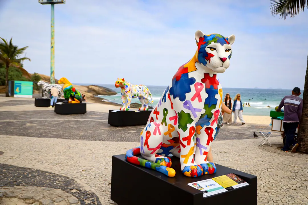 Onças-pintadas 'visitam' calçadão de praia carioca e encantam