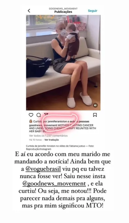 Fabiana Justus é notada por atriz internacional e manda recado