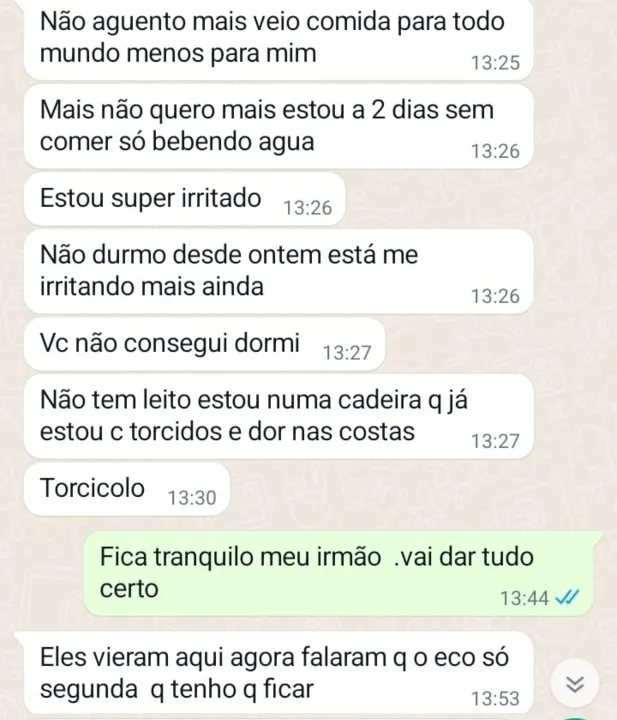 Mensagens trocadas entre Luiz Claudio e a irmã