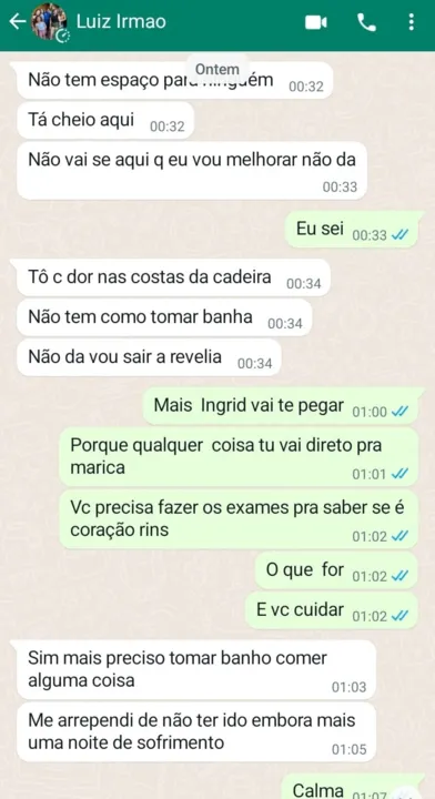 Mensagens trocadas entre Luiz Claudio e a irmã