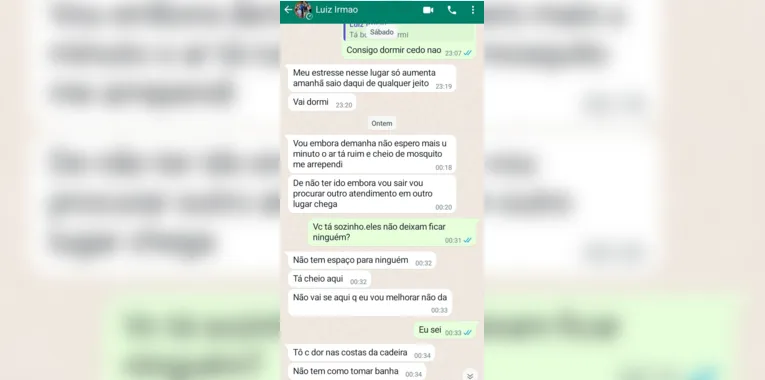 Mensagens trocadas entre Luiz Claudio e a irmã