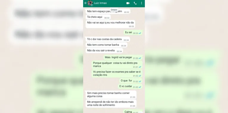 Mensagens trocadas entre Luiz Claudio e a irmã