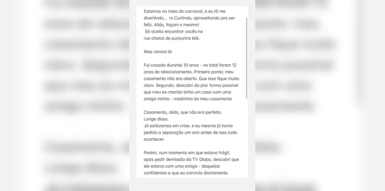 Jornalista da Globo revela traição do marido com repórter amiga