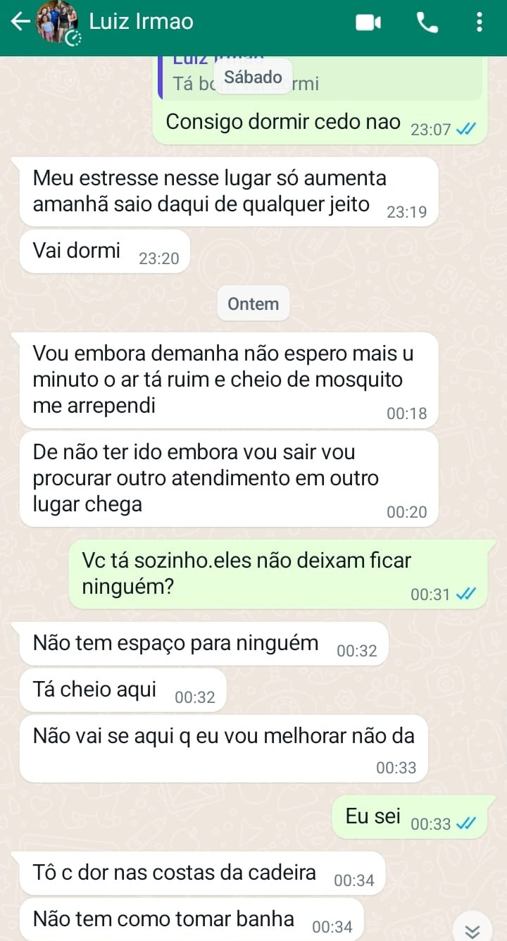Mensagens trocadas entre Luiz Claudio e a irmã