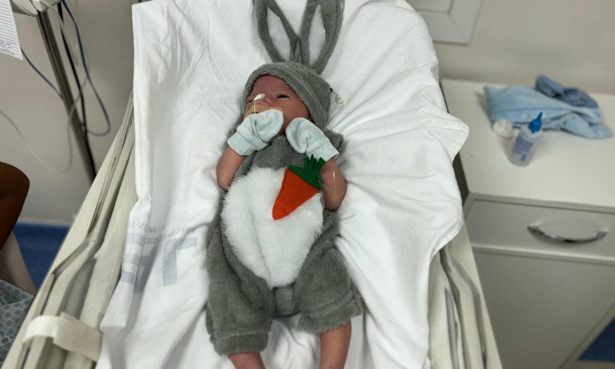 Os bebês foram clicados vestidos de coelho no Heal, em Niterói