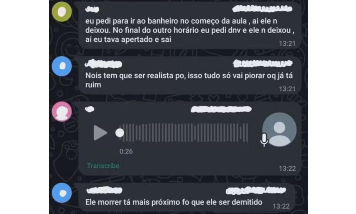 Professor denuncia ameaça de morte feita por alunos