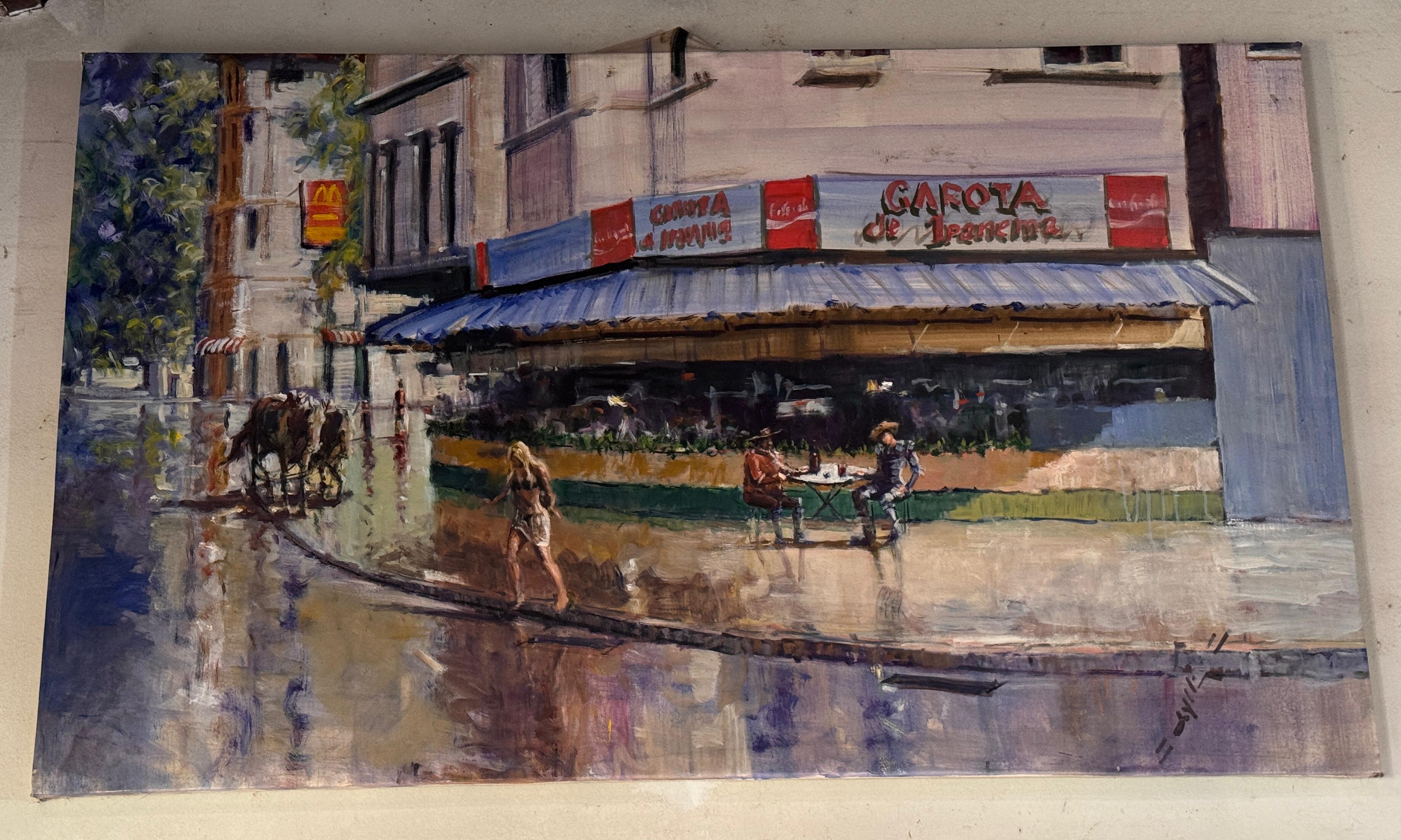 Aynê retrata pessoas e paisagens em seus quadros