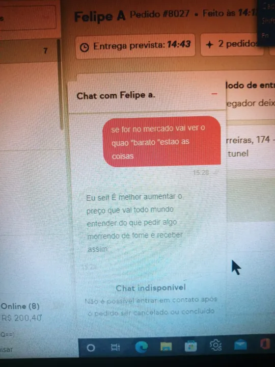 Proprietário divulga prints da conversa como defesa