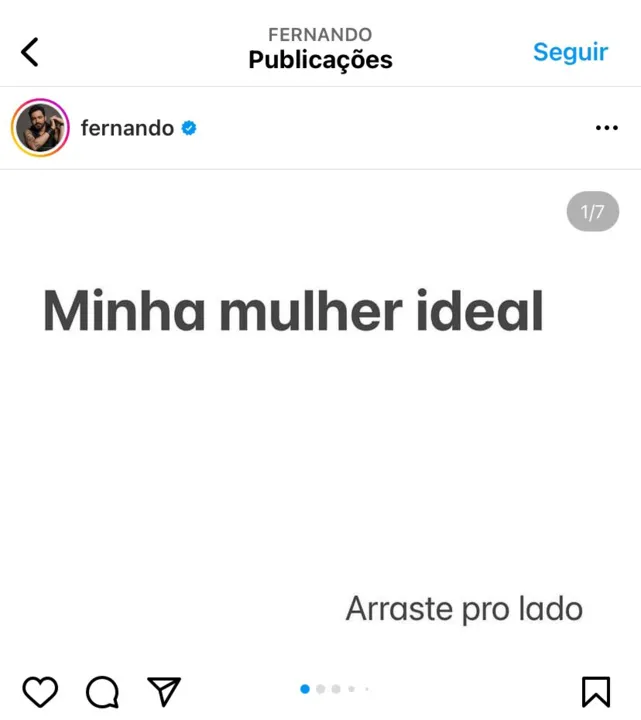 A lista foi postada no perfil do Instagram de Fernando 