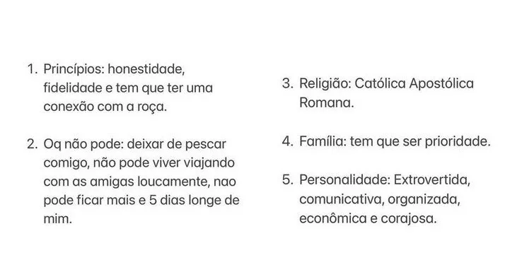 A lista foi postada no perfil do Instagram de Fernando 