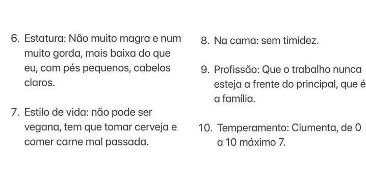 A lista foi postada no perfil do Instagram de Fernando 