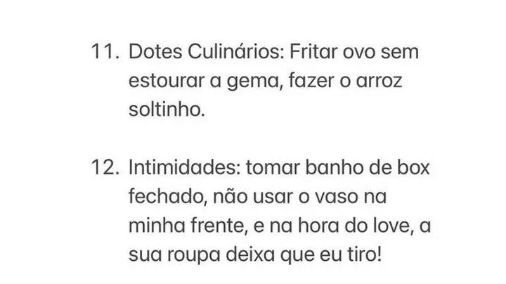 A lista foi postada no perfil do Instagram de Fernando 