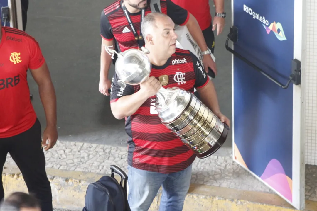 Jogadores chegam com a taça no Rio