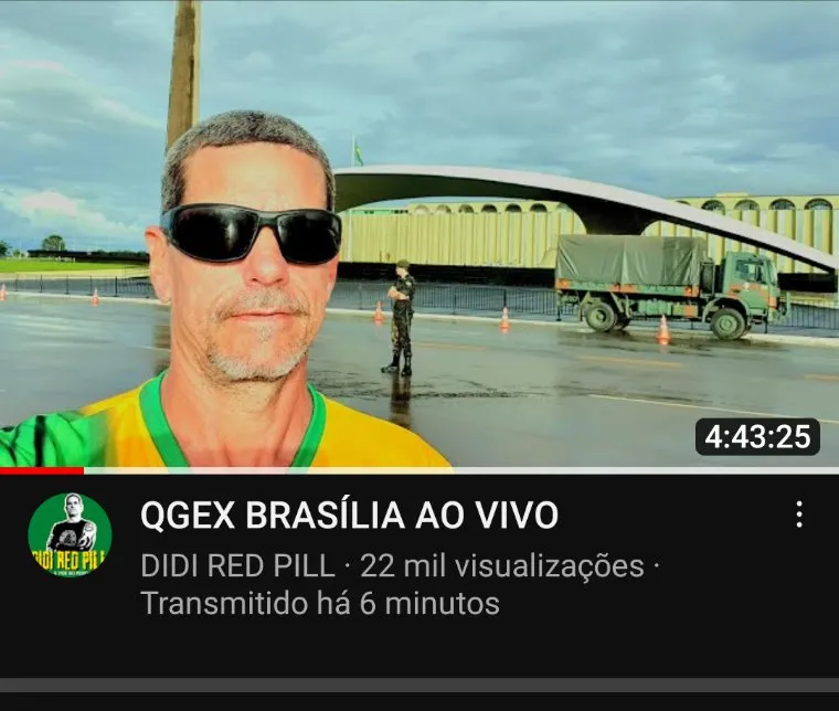 Ele fez uma live com mais de quatro horas de duração durante a invasão em Brasília