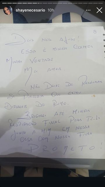 Wilson se declara para Shayene em carta de 2014