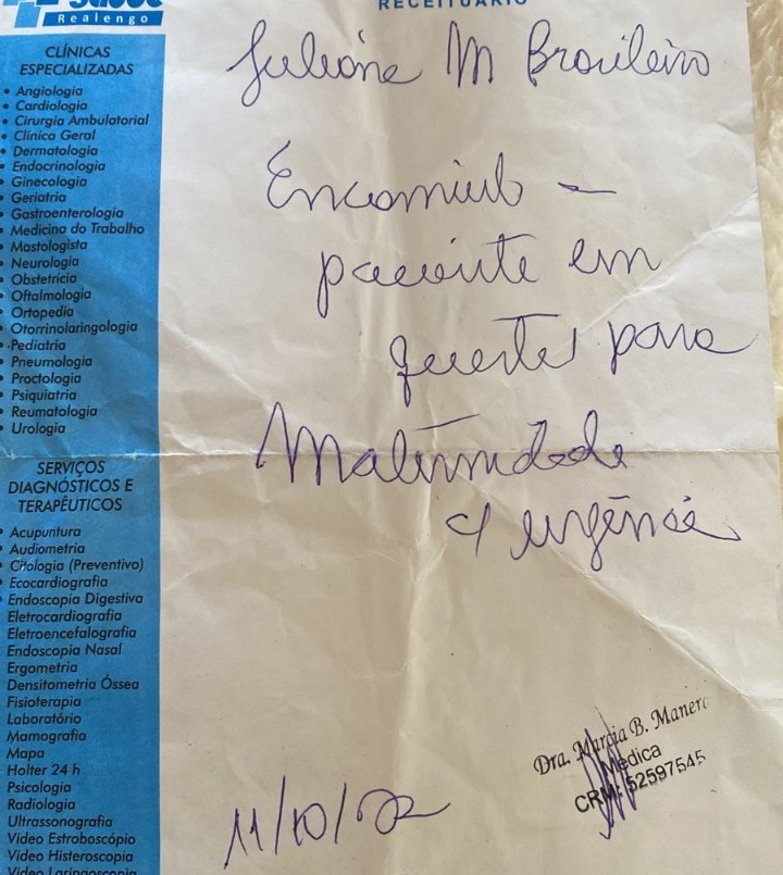 Encaminhamento da ginecologista